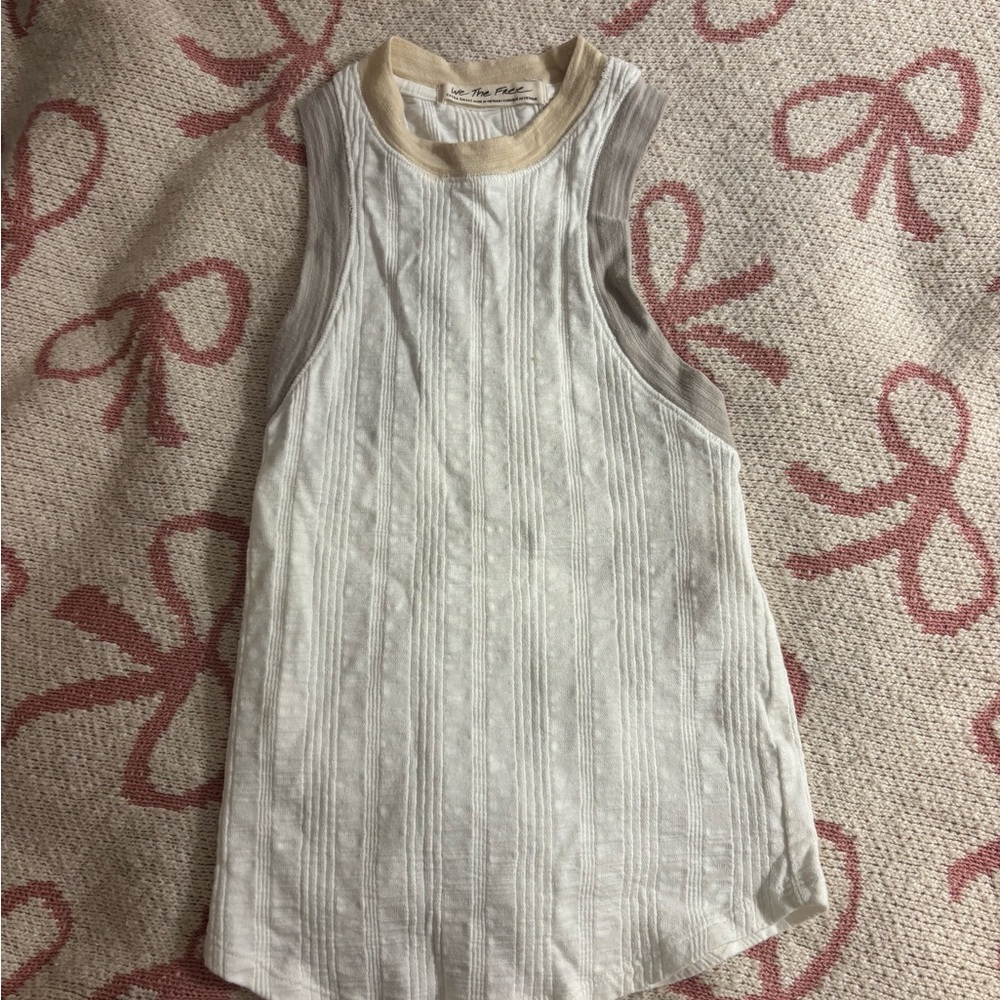 We The Free White and Tan Tank Top